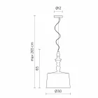 Ophængslampe i hvid keramik. Skygge i linned kort design - Cadabra Viadurini