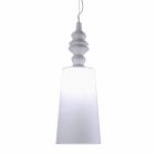 Ophængslampe i hvid keramisk lampeskærm i linned langt design - Cadabra Viadurini