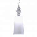 Ophængslampe i hvid keramisk lampeskærm i linned langt design - Cadabra