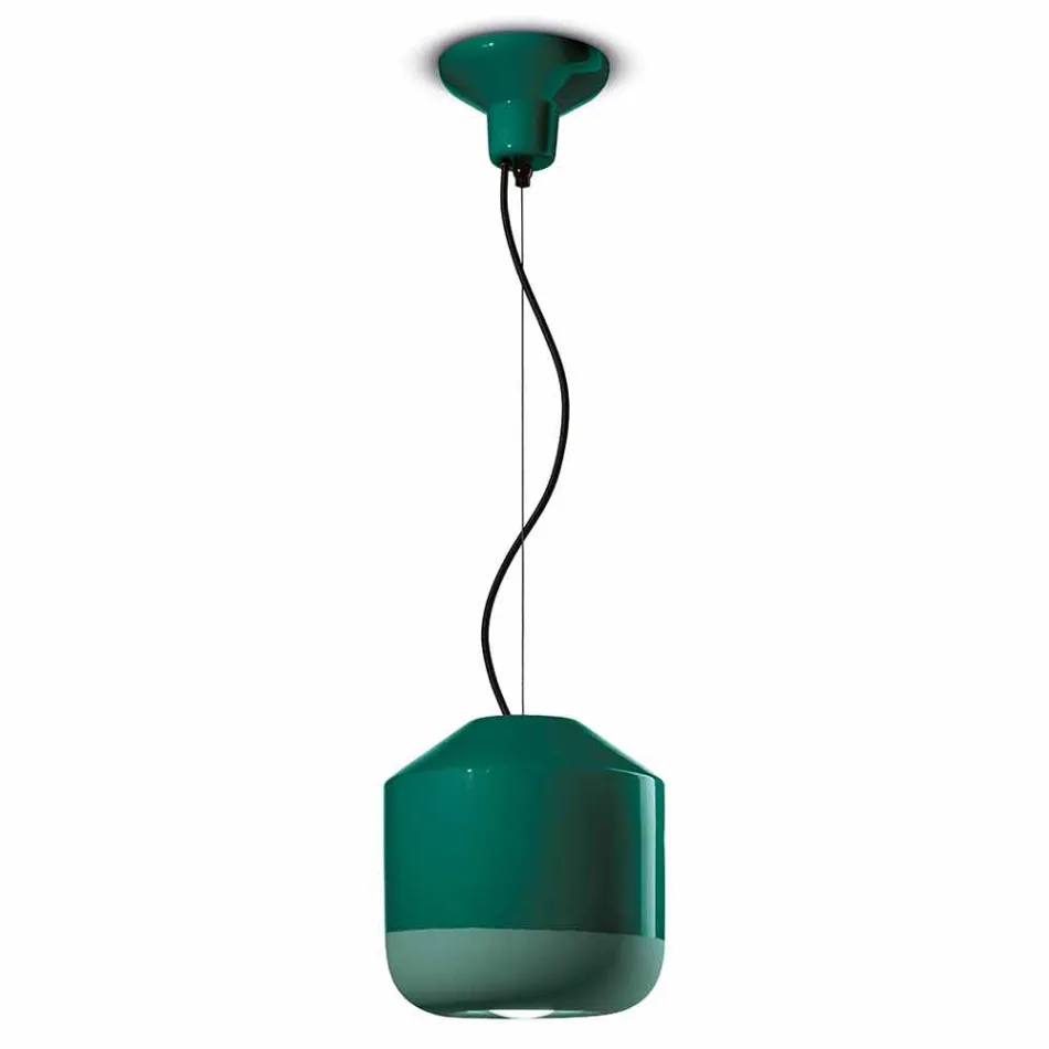 Suspension lampe i farvet keramik fremstillet i Italien - Ferroluce Bellota Viadurini