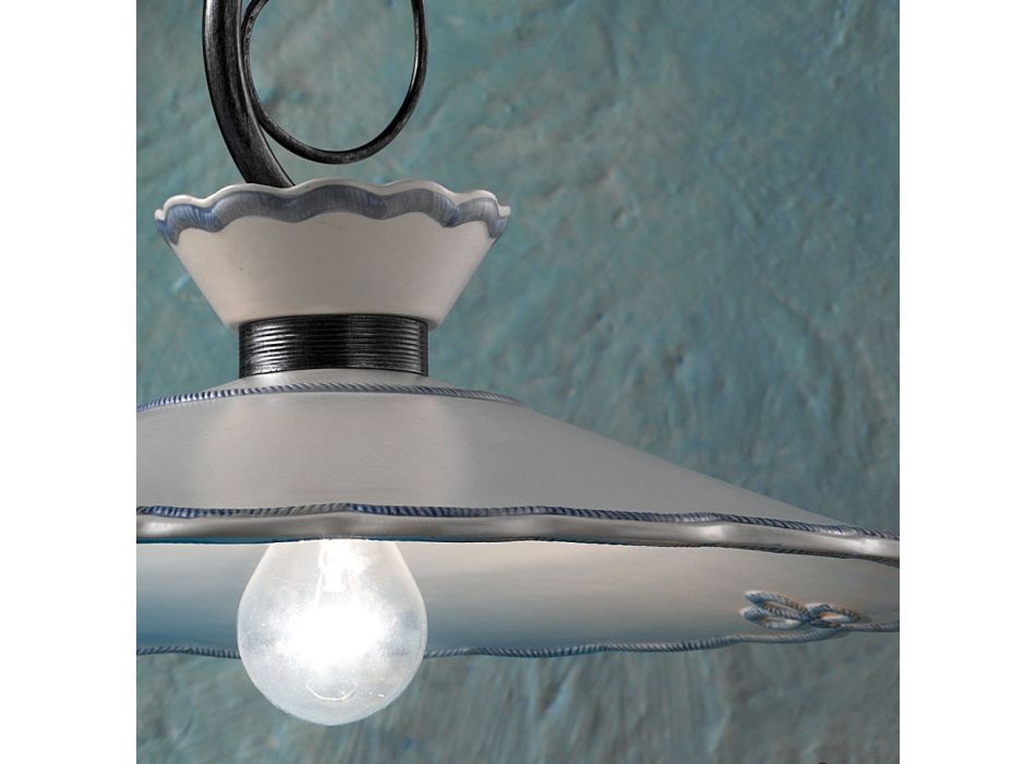 Håndmalet broderieffekt Keramisk hængelampe - Ravenna Viadurini