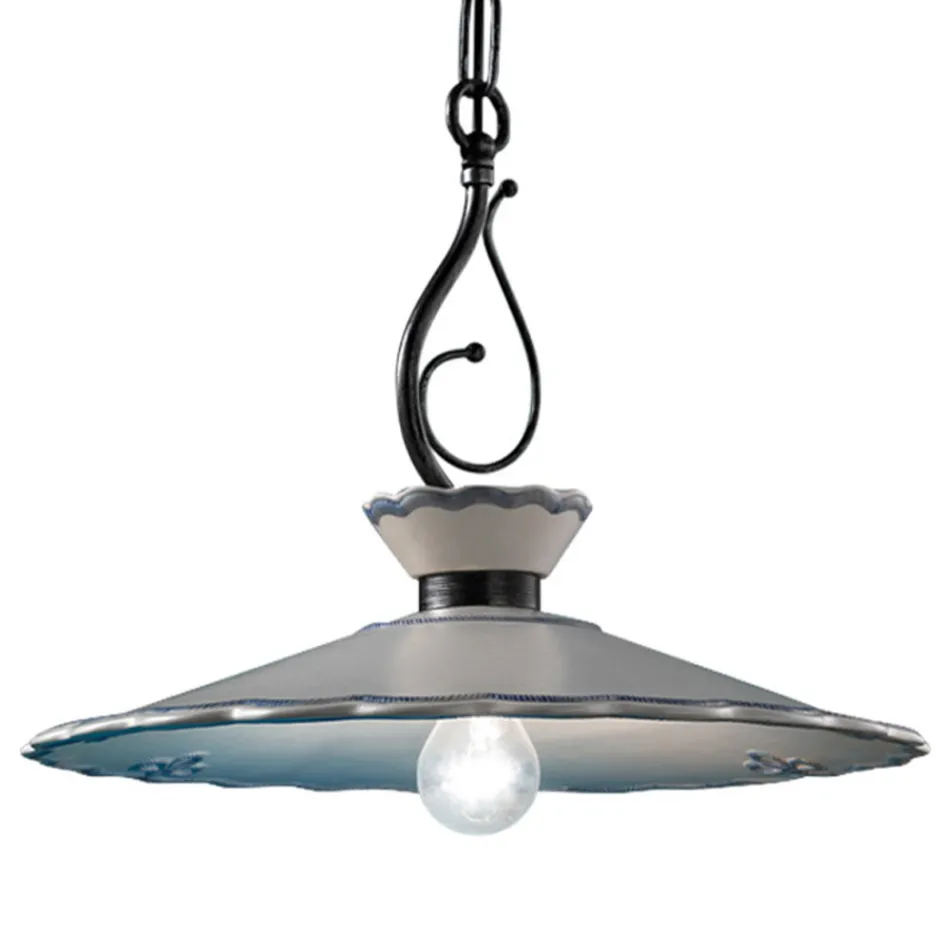 Håndmalet broderieffekt Keramisk hængelampe - Ravenna Viadurini