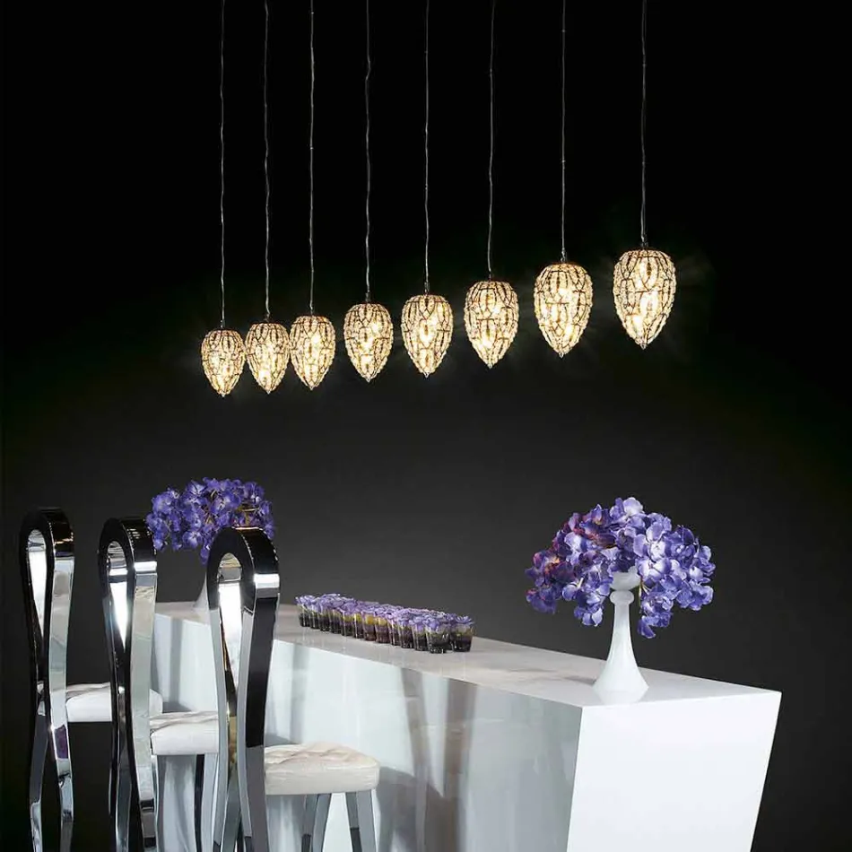 Pendel krystal og formet stål Egg æg Viadurini