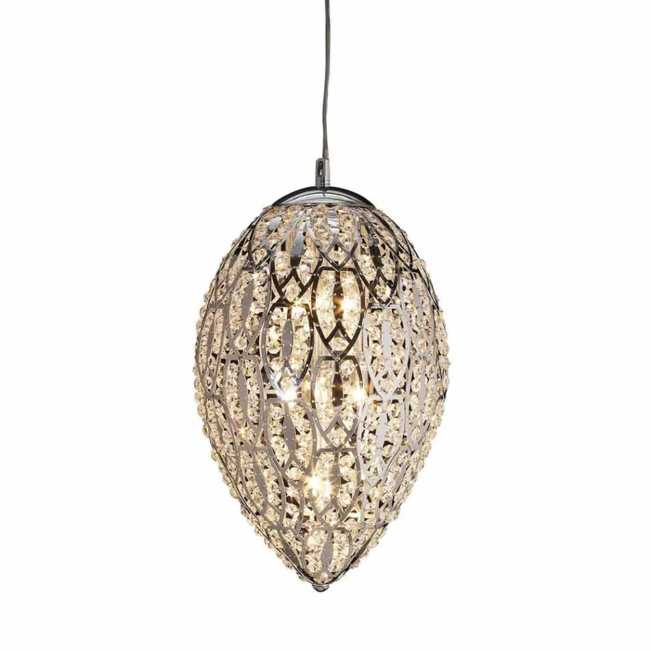 Pendel krystal og formet stål Egg æg Viadurini