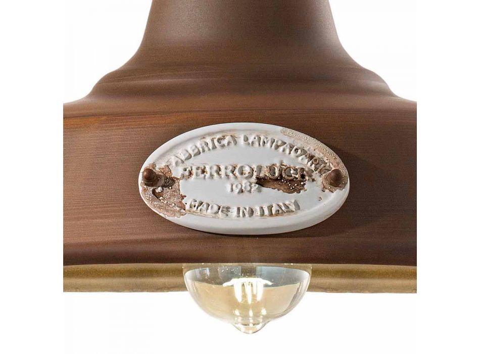 Lampe antik jern suspension og keramik Teresa Ferroluce Viadurini