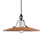 Pendellampe i jern og håndlavet råkeramik - Bologna Viadurini