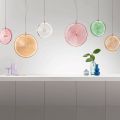 Ophængslampe i metal og glas dekoreret med koncentriske linjer - Hackberry