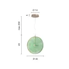 Ophængslampe i metal og glas dekoreret med koncentriske linjer - Hackberry Viadurini