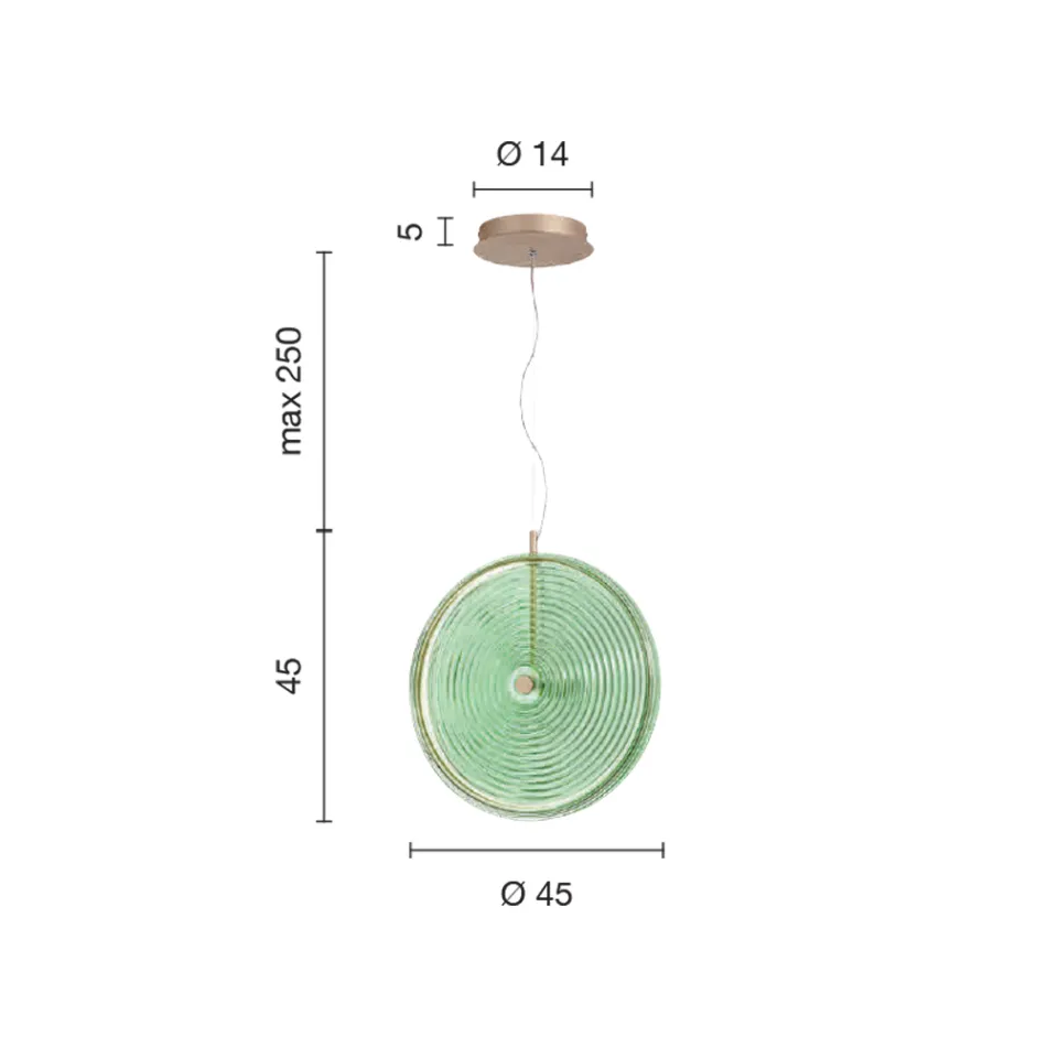 Ophængslampe i metal og glas dekoreret med koncentriske linjer - Hackberry Viadurini