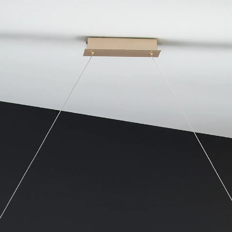 Pendellampe i guldfinish metal med dæmpbar LED - Raiss Viadurini