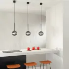 Pendellampe i malet metal og blæst glas - Ailanto Viadurini