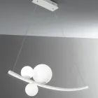 Ophængslampe i malet metal og blæst glas - Agerhøne Viadurini