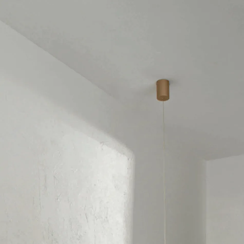 Pendellampe i guldmalet metal med justerbare kabler - orange Viadurini