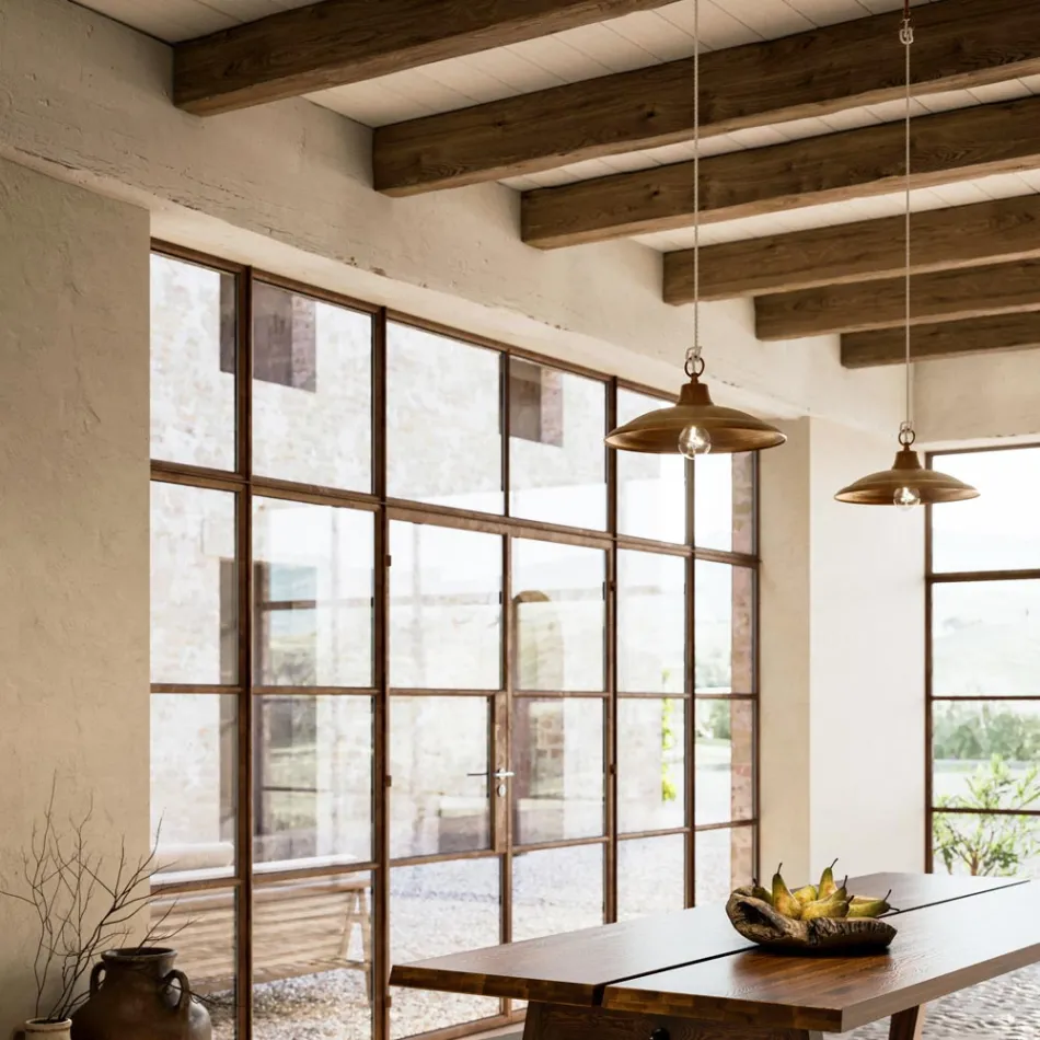 Ophængslampe i messing og kobber Fremstillet i Italien - Snegl Viadurini