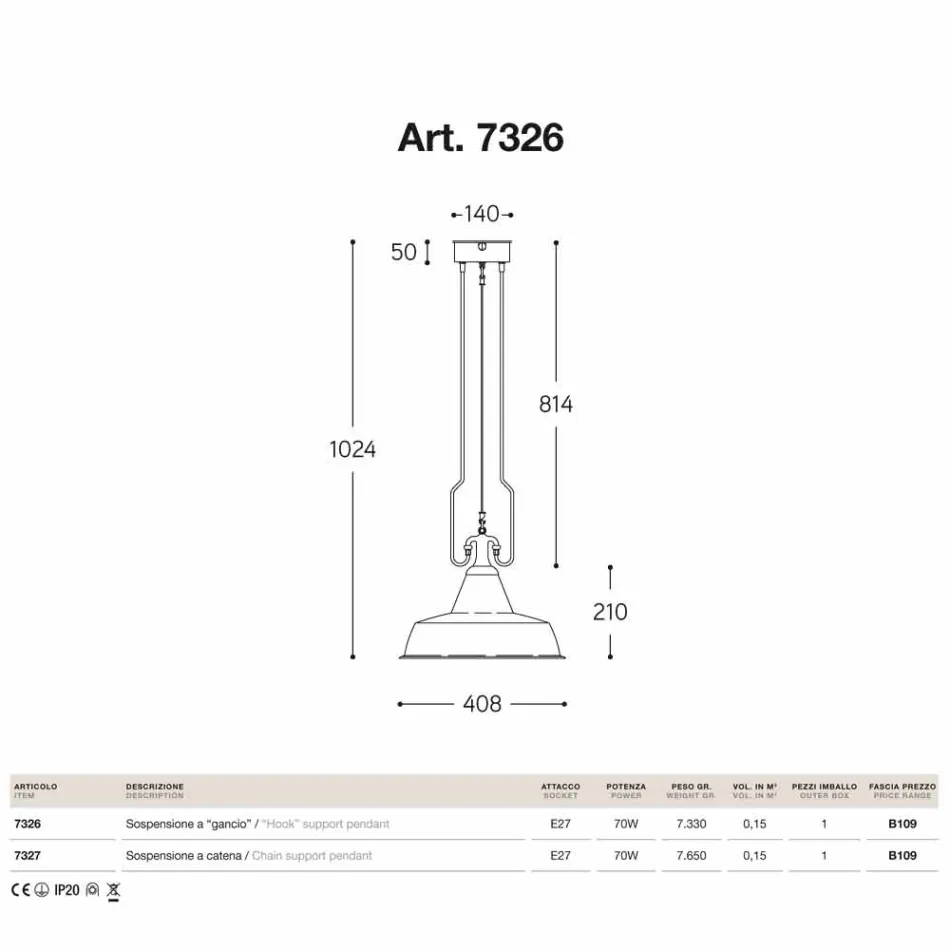 Kobber pendel og antik messing støberi Viadurini