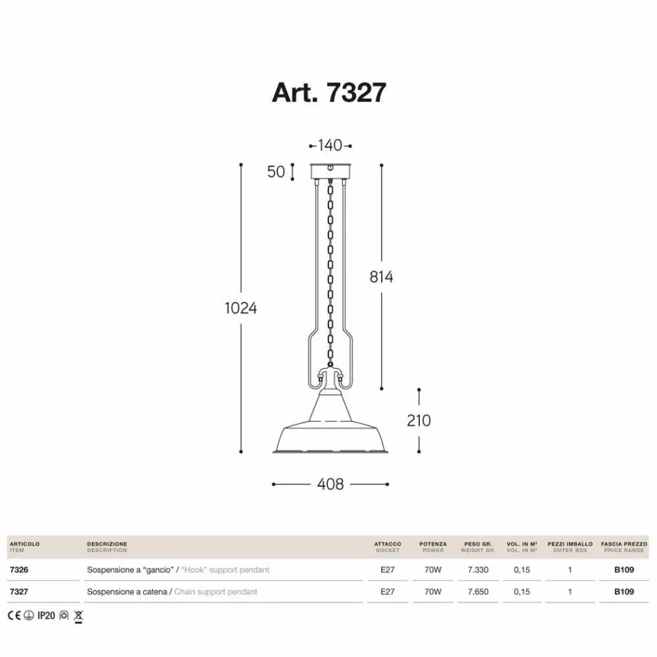 Kobber pendel og antik messing støberi Viadurini