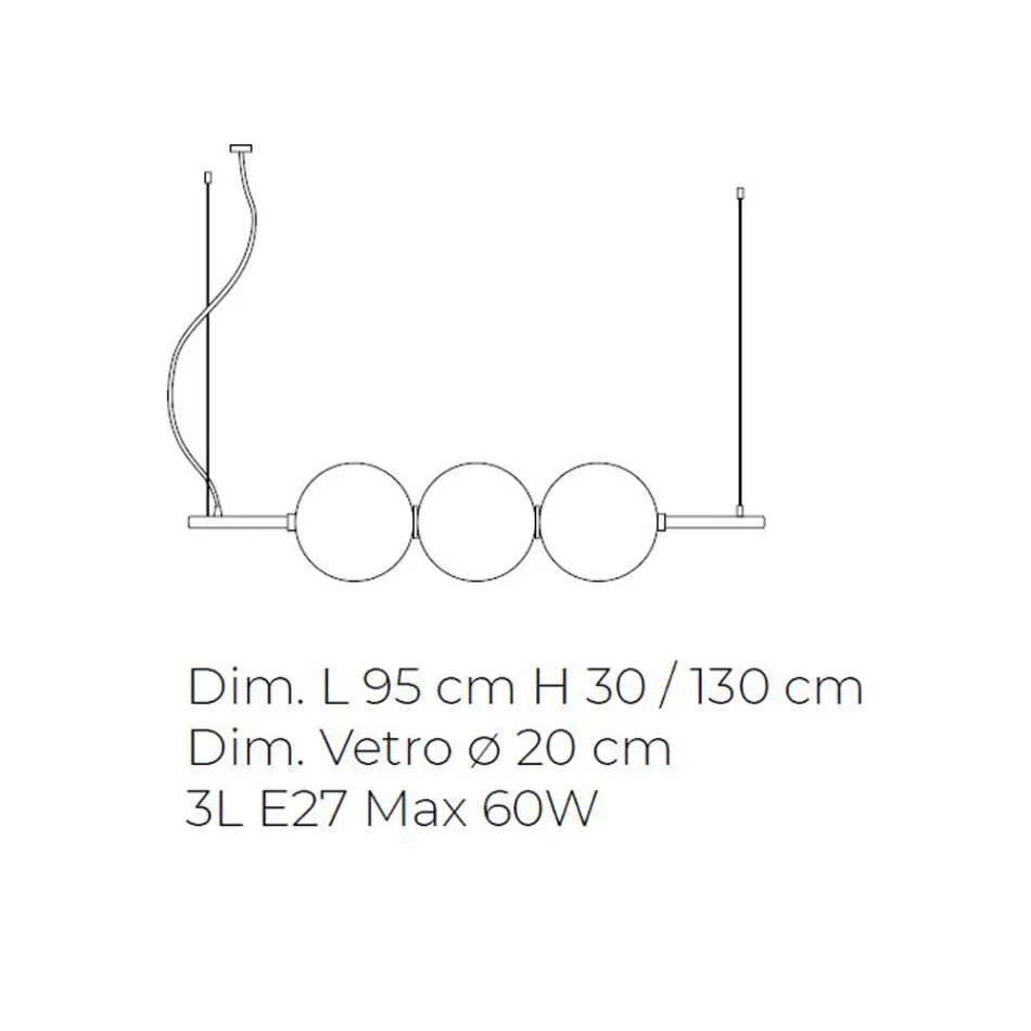 Håndblæst Venedig Glas Pendel 95 cm - Jupiter Viadurini