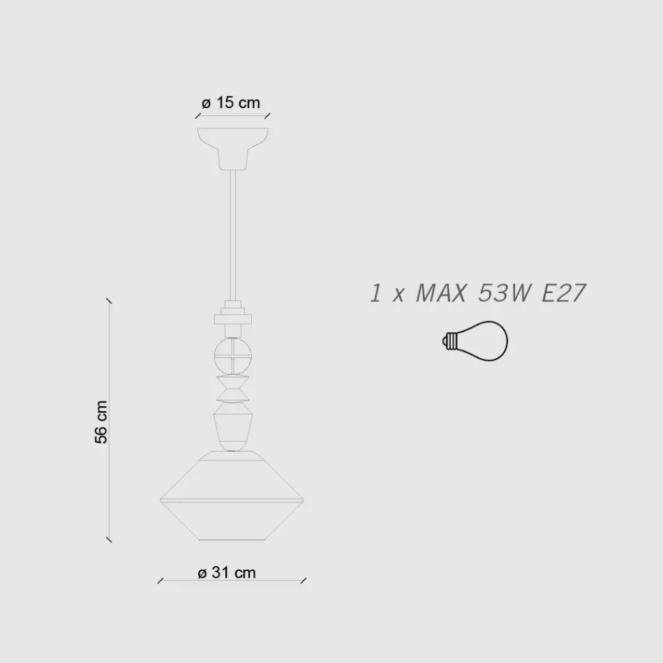 Pendel i glas og farvet keramik lavet i Italien - Lariat Viadurini