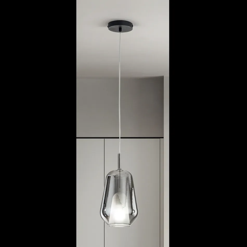 Pendel i glas og gennemsigtig tråd lavet i Italien - Trilly Viadurini