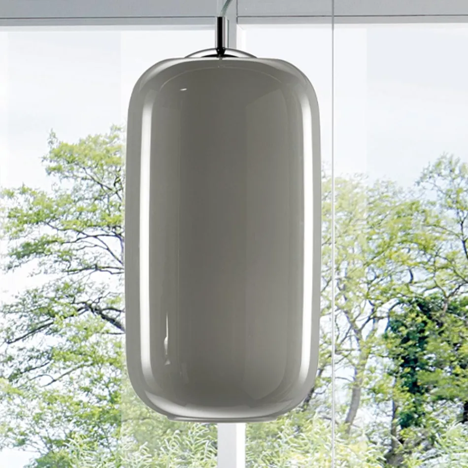 Håndblæst glasophængslampe lavet i Venedig - bambus Viadurini