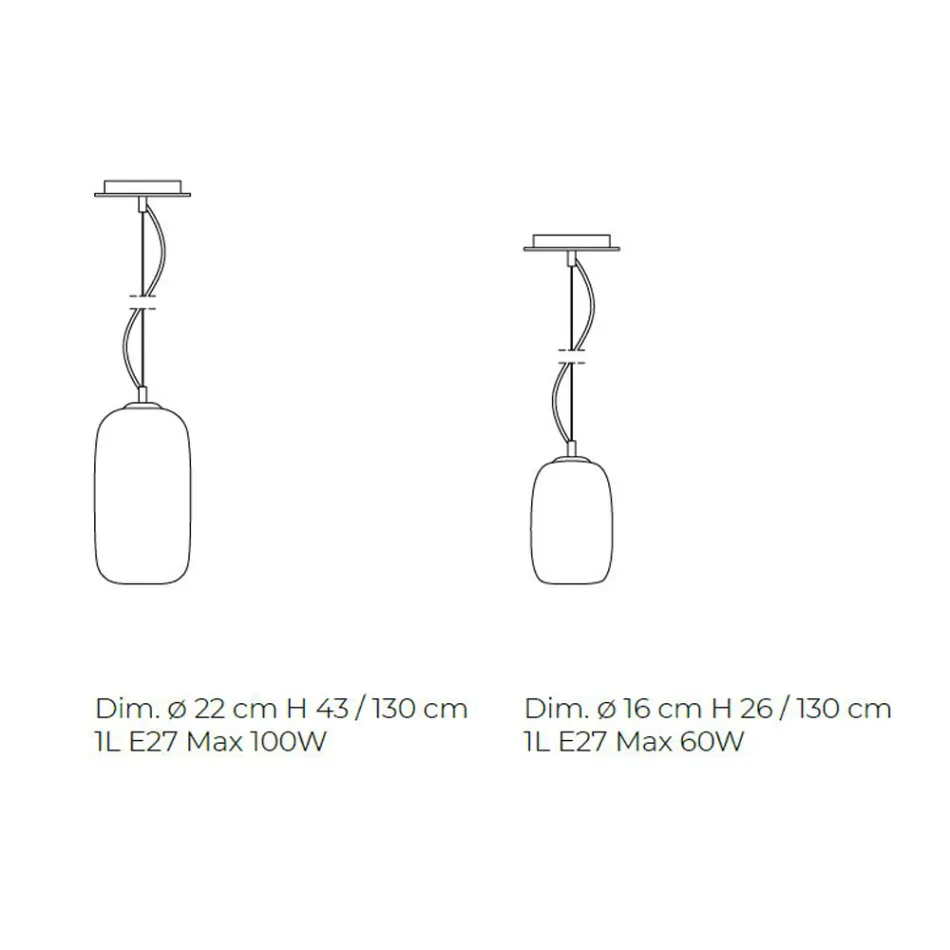 Håndblæst glasophængslampe lavet i Venedig - bambus Viadurini