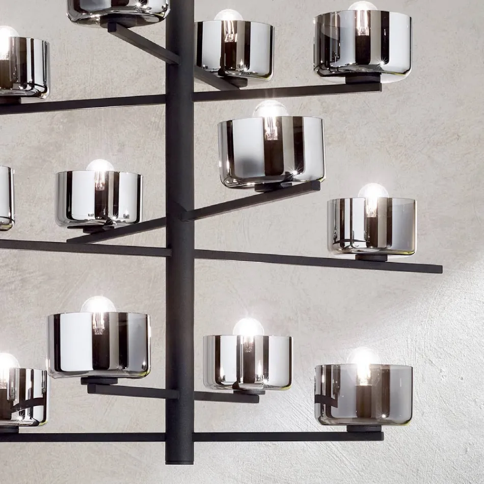 Ophængslampe i blæst glas med metalstruktur - Angelic Viadurini