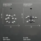 Ophængslampe i blæst glas med metalstruktur - Angelic Viadurini