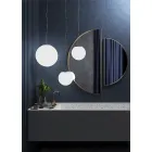 Håndblæst hvid venetiansk glasophængslampe - Måne Viadurini