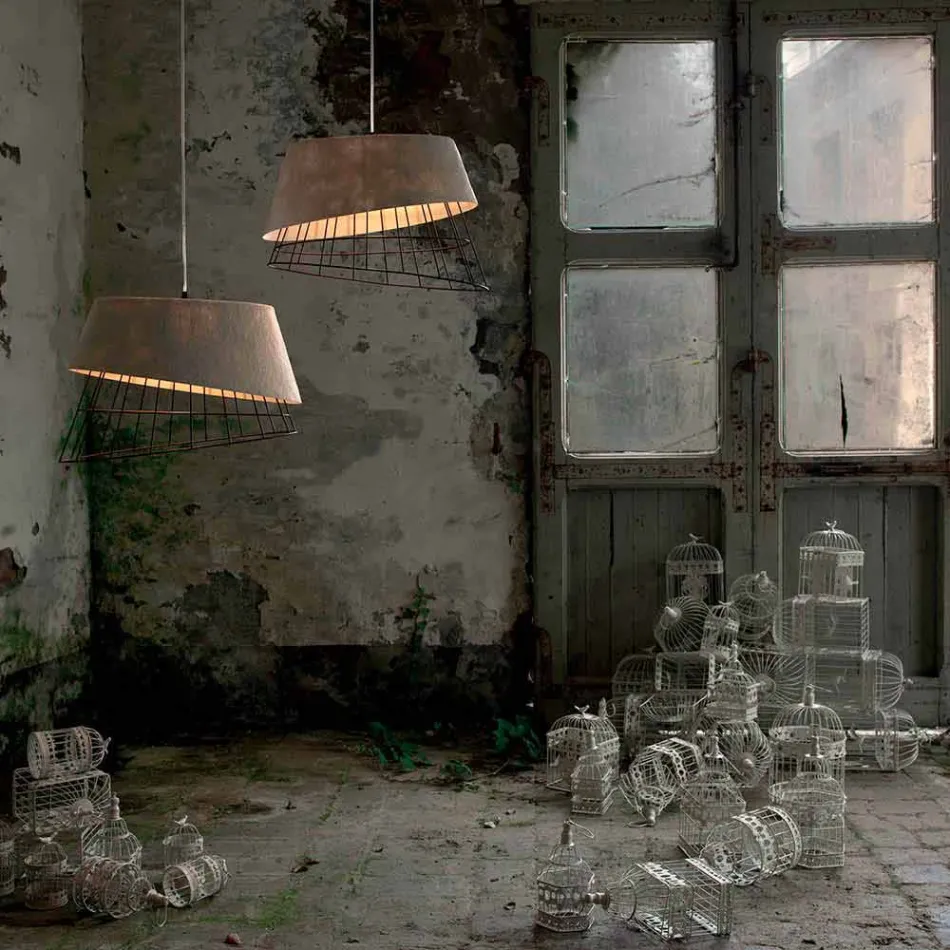 Ophængslampe i hvid glasfiber og metal Elegant design - Solar Viadurini