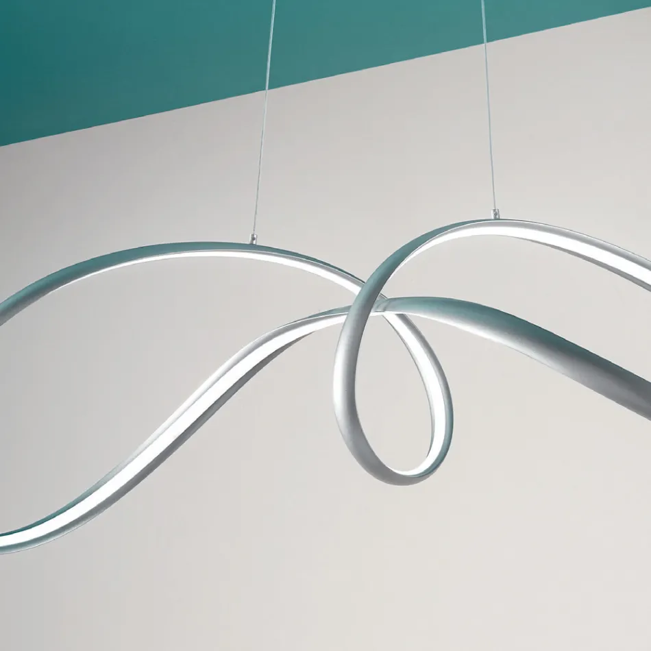 Led pendel i sølvmetal, 2 størrelser moderne design - Lumino Viadurini