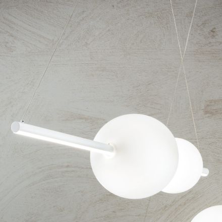 LED-ophængslampe i hvid, sort eller guld metal og glas - Snidget Viadurini