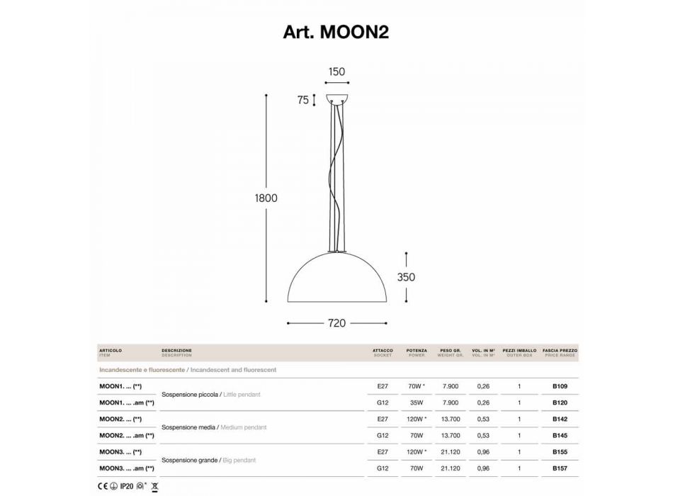 Lampe lille suspension i Moonlight Steel Viadurini