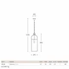 firkantet pendel 1 messing lys og Aida glas Viadurini