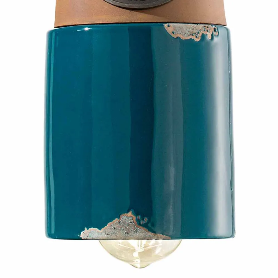 Hængende lampe industrielle stil keramik og jern Stephanie Viadurini