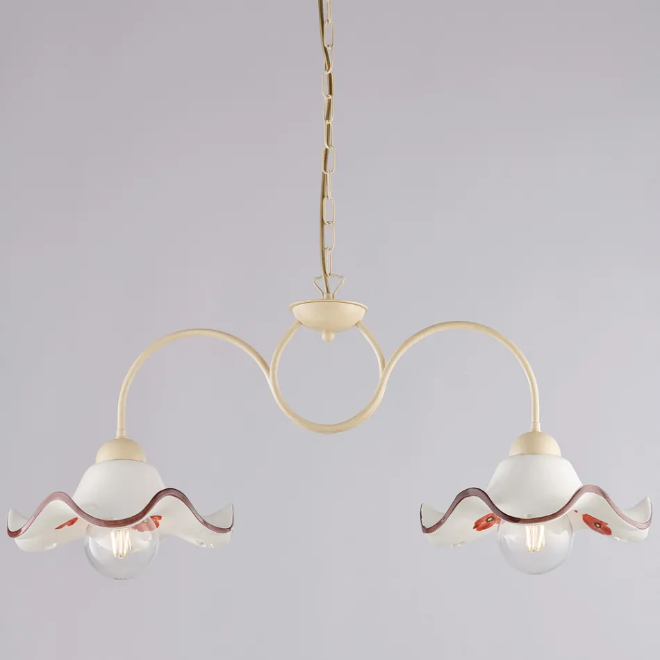 Håndlavet lampe i glas og metal, fremstillet i Italien til stue og soveværelse - Merope Viadurini