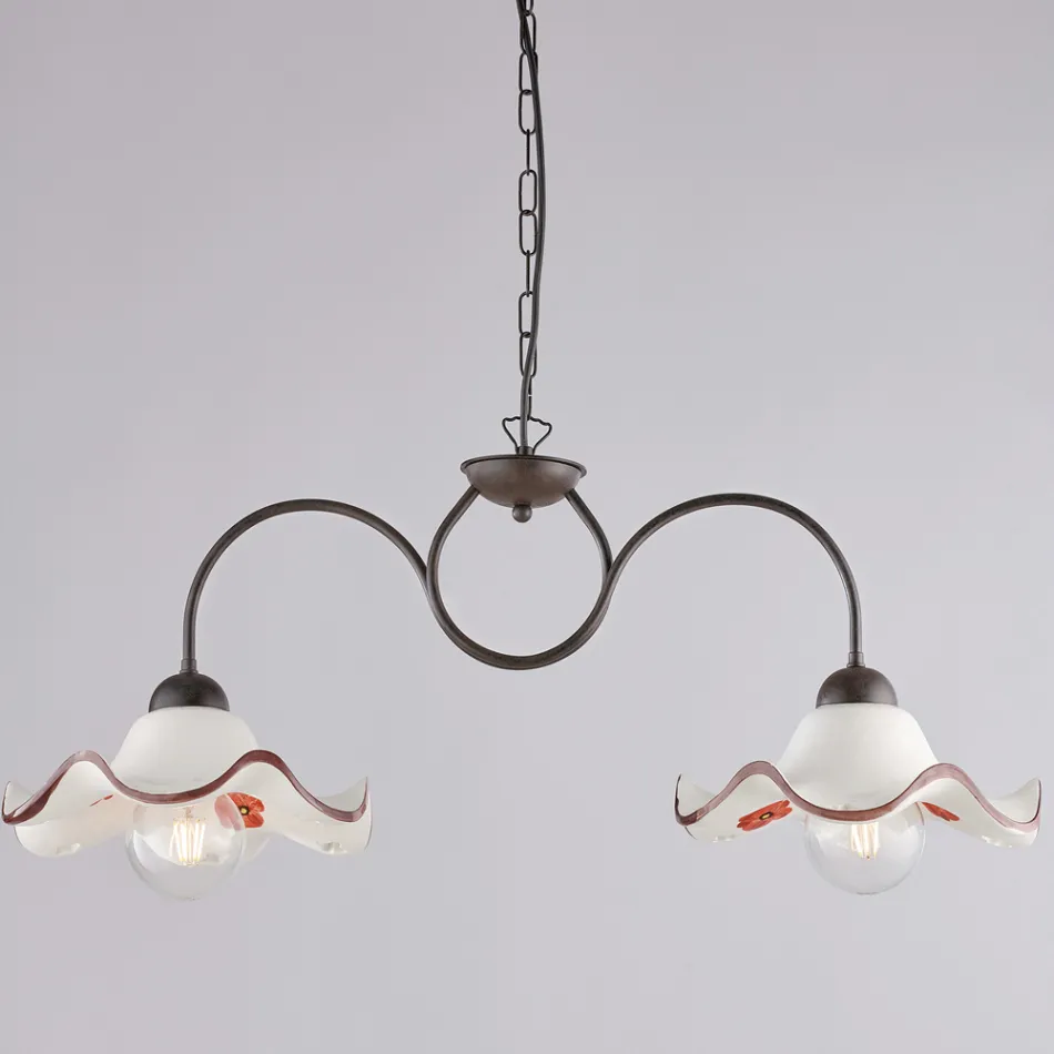 Håndlavet lampe i glas og metal, fremstillet i Italien til stue og soveværelse - Merope Viadurini