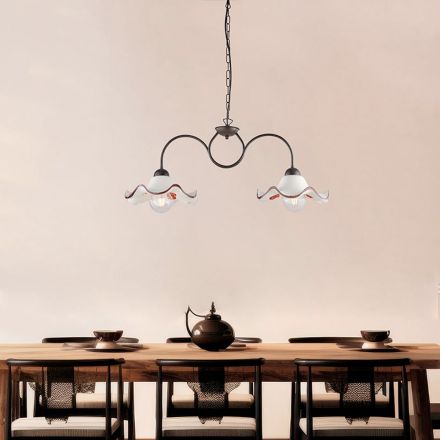 Håndlavet lampe i glas og metal, fremstillet i Italien til stue og soveværelse - Merope Viadurini