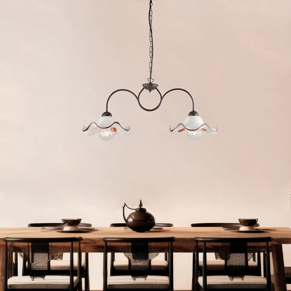 Håndlavet lampe i glas og metal, fremstillet i Italien til stue og soveværelse - Merope Viadurini