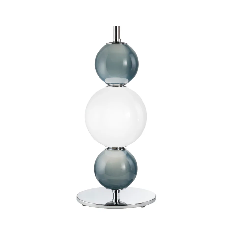 Bordlampe med tre lyskilder i glas og metal, fremstillet i Italien - Lumira Viadurini