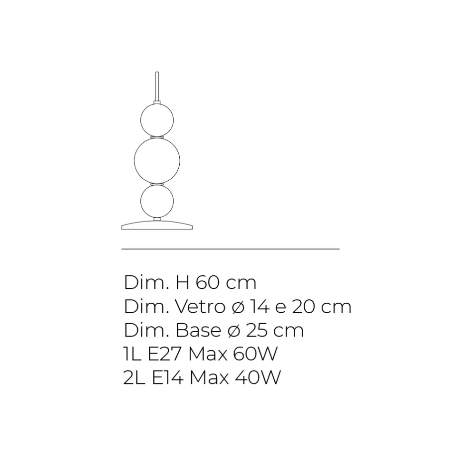 Bordlampe med tre lyskilder i glas og metal, fremstillet i Italien - Lumira Viadurini