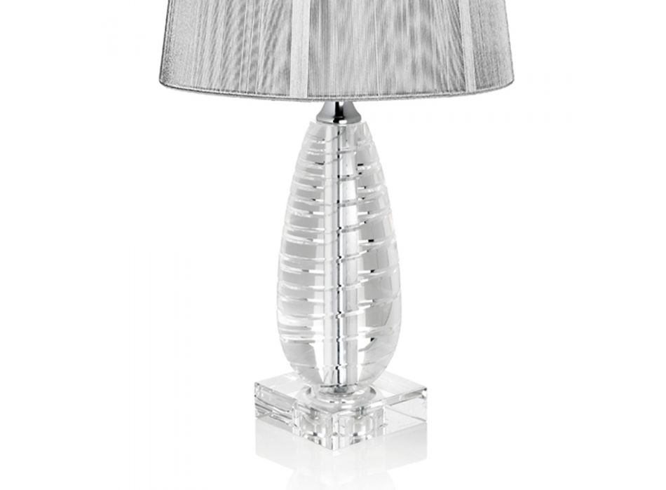 Klassisk krystal bordlampe og luksus firkantet lampeskærm - Squilla Viadurini