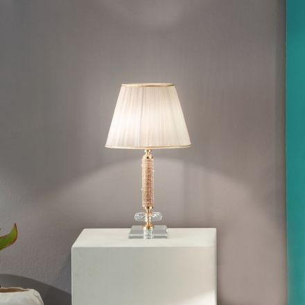 Klassisk støttelampe i guldmetal, krystal og lampeskærm - Similo Viadurini