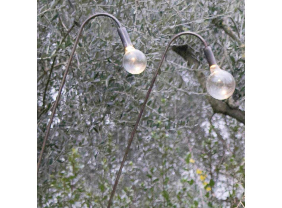 Artisan udendørs lampe i jern og dekorativt glas fremstillet i Italien - Beba