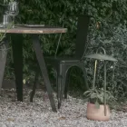 Udendørslampe med plantekasse i ler, aluminium og messing - Cappello Viadurini