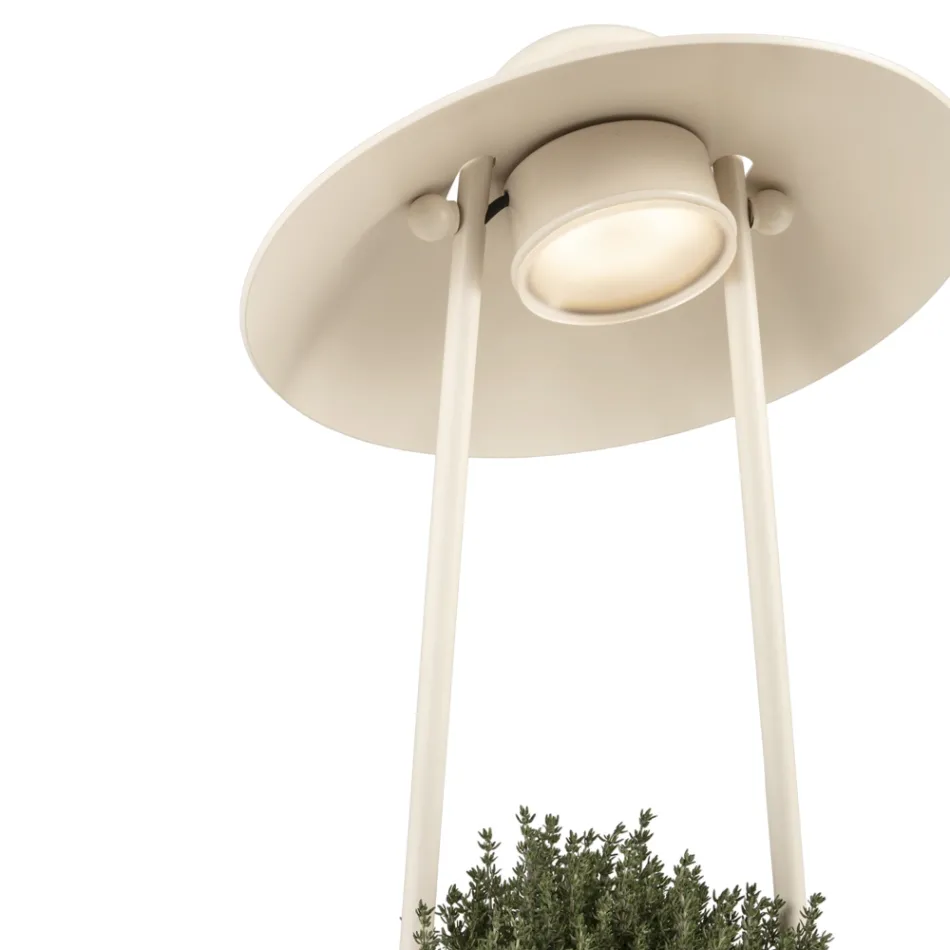Udendørslampe med plantekasse i ler, aluminium og messing - Cappello Viadurini