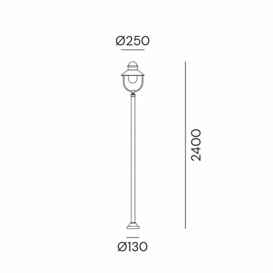 Havelampe Lamppost Vintage messing og kobber 3 størrelser - Borgo af Il Fanale Viadurini