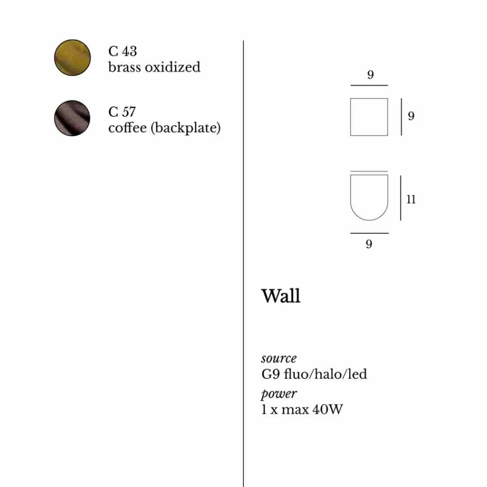 Moderne væglampe i messing og rustfrit Ø11xh.11xsp.12 cm Bernadet Viadurini