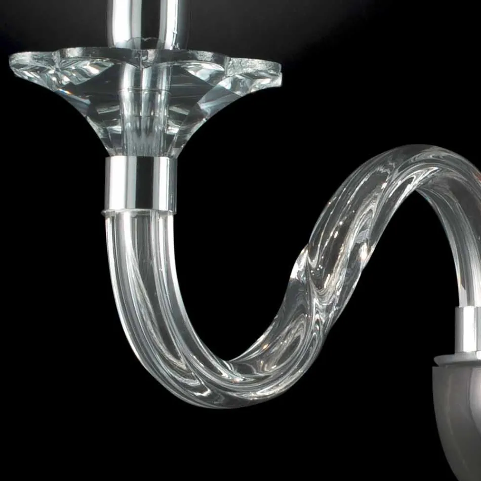 Væglampe i to glas lys og cristallo Ivy, lavet i Italien Viadurini
