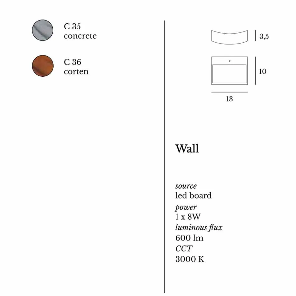 Lampe moderne design stål væg Ø13xh.3,5xsp.10 cm Osea Viadurini