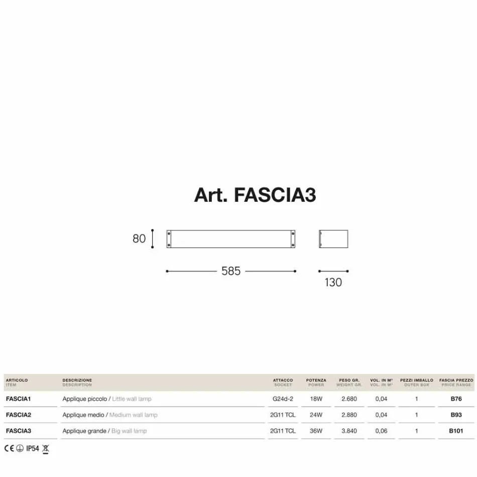 lampe væg Mode kobber og hvid methacrylat Viadurini